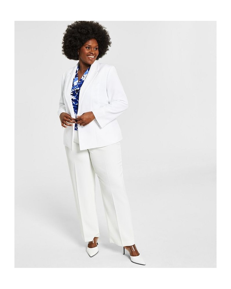 Plus Size Crepe One-Button Blazer White $55.93 Jackets