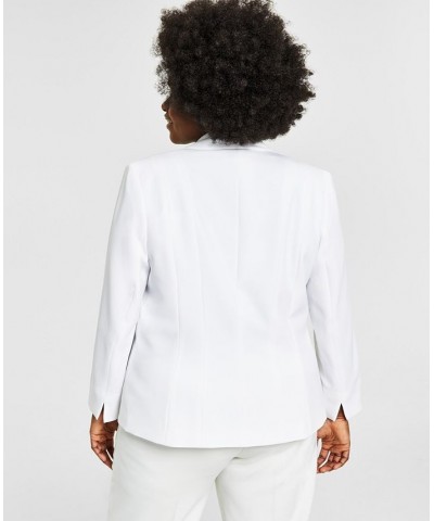 Plus Size Crepe One-Button Blazer White $55.93 Jackets