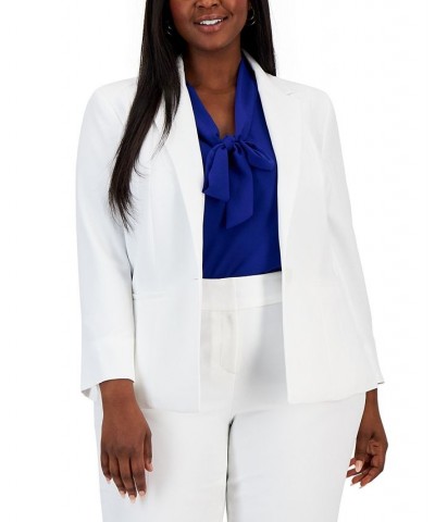 Plus Size Crepe One-Button Blazer White $55.93 Jackets