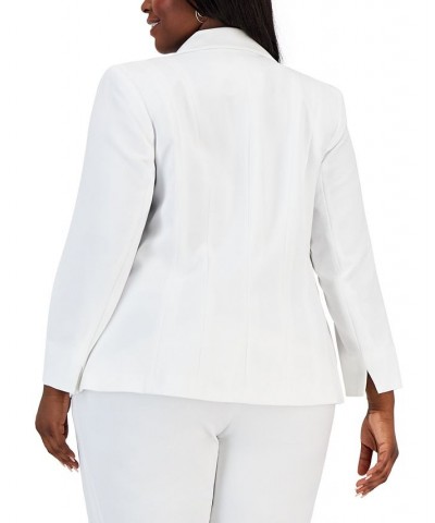 Plus Size Crepe One-Button Blazer White $55.93 Jackets