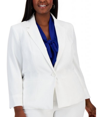 Plus Size Crepe One-Button Blazer White $55.93 Jackets