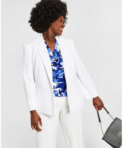 Plus Size Crepe One-Button Blazer White $55.93 Jackets