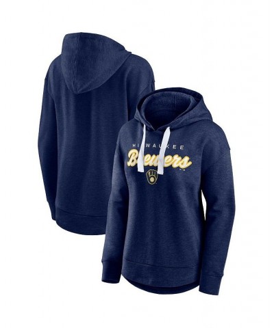 Women's Branded Heathered Navy Milwaukee Brewers Set to Fly Pullover Hoodie Blue $39.74 Sweatshirts