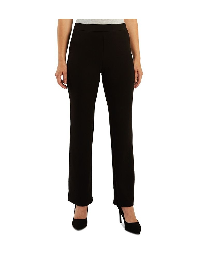 Juniors' Mid Rise Scuba Faux-Pocket Pull-On Pants Black $20.29 Pants