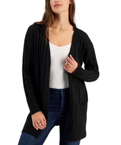 Juniors' Open Front Cardigan Black $12.30 Sweaters