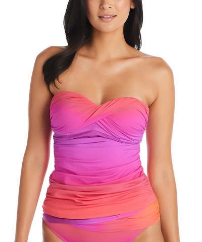 Women's Cool Breeze Twist Bandeau Tankini & Hipster Bikini Bottoms Purple $47.25 Swimsuits