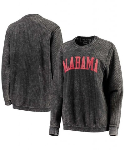 Women's Black Alabama Crimson Tide Comfy Cord Vintage-Like Wash Basic Arch Pullover Sweatshirt Black $33.60 Sweatshirts