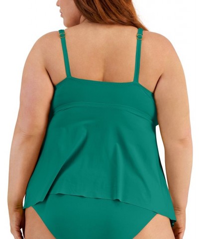 Plus Size Color Code Keyhole Tankini Swim Top Grass Green $51.84 Swimsuits