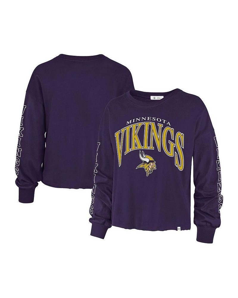 Women's Purple Minnesota Vikings Skyler Parkway Cropped Long Sleeve T-shirt Purple $31.91 Tops