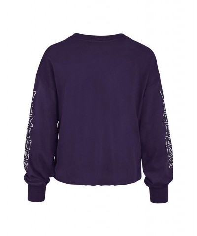 Women's Purple Minnesota Vikings Skyler Parkway Cropped Long Sleeve T-shirt Purple $31.91 Tops