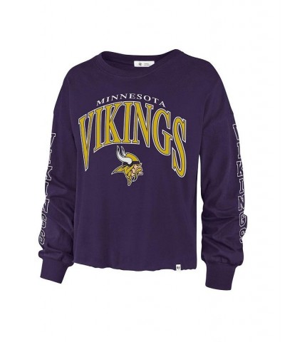 Women's Purple Minnesota Vikings Skyler Parkway Cropped Long Sleeve T-shirt Purple $31.91 Tops