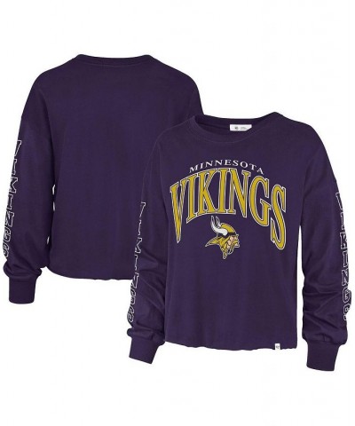 Women's Purple Minnesota Vikings Skyler Parkway Cropped Long Sleeve T-shirt Purple $31.91 Tops