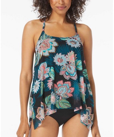 Women's Current Mesh Bra-Sized Tankini Top Black Multi $51.84 Swimsuits