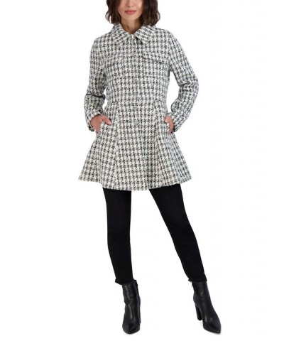 Women's Single-Breasted Skirted Tweed Coat White/Black $68.00 Coats