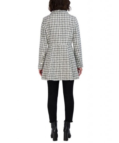 Women's Single-Breasted Skirted Tweed Coat White/Black $68.00 Coats