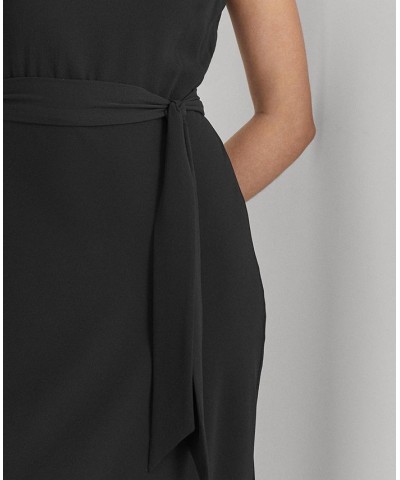 Women's Belted Bubble Crepe Dress Blue $63.45 Dresses