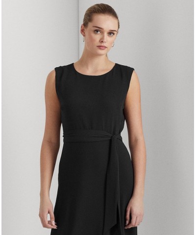 Women's Belted Bubble Crepe Dress Blue $63.45 Dresses