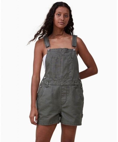 Women's Utility Canvas Overall Shorts Green $28.70 Shorts