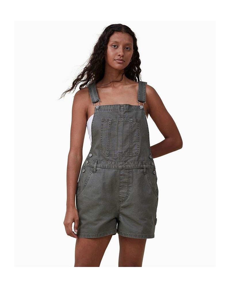 Women's Utility Canvas Overall Shorts Green $28.70 Shorts