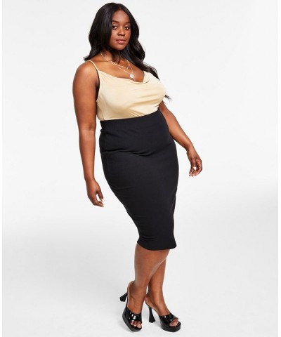 Trendy Plus Size Bodycon Jersey Midi Skirt Black $13.12 Skirts