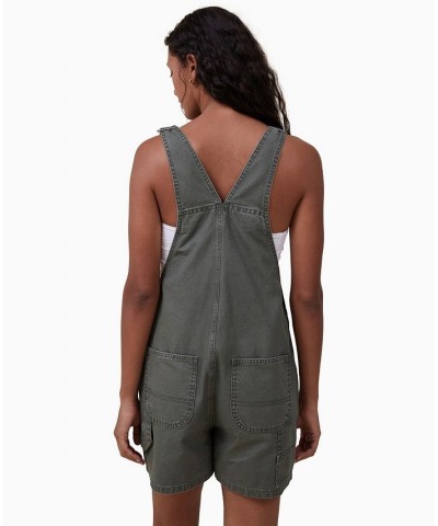 Women's Utility Canvas Overall Shorts Green $28.70 Shorts