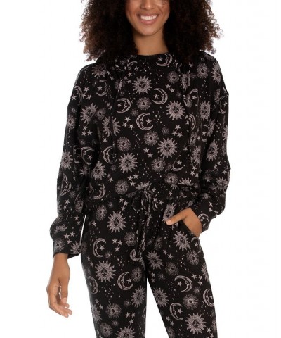 Women's Whistler Moon and Stars Hacci Hoodie Black $17.16 Sleepwear