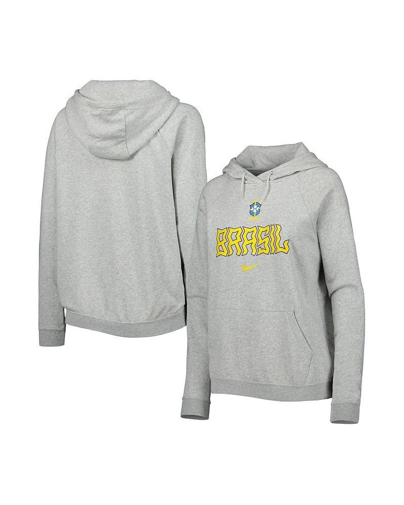 Women's Heather Gray Brazil National Team Lockup Varsity Fleece Raglan Pullover Hoodie Heather Gray $38.40 Sweatshirts