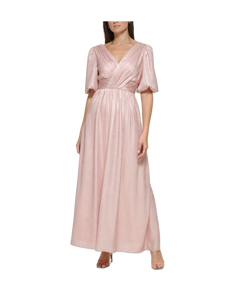 Women's Shimmer Cloud V-Neck Ball Gown White Rose Gold $88.43 Dresses