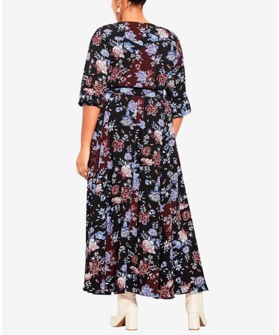 Plus Size Trendy Puzzle Pieces Maxi Dress Black Floral $56.99 Dresses