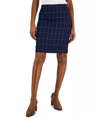 Women's Short Boucle Pencil Skirt Midnight Navy/ivory $53.46 Skirts