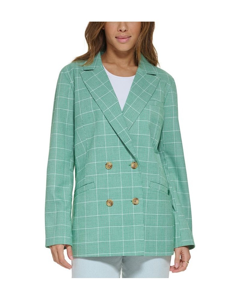 Women's Double-Breasted Printed Blazer White $47.00 Jackets