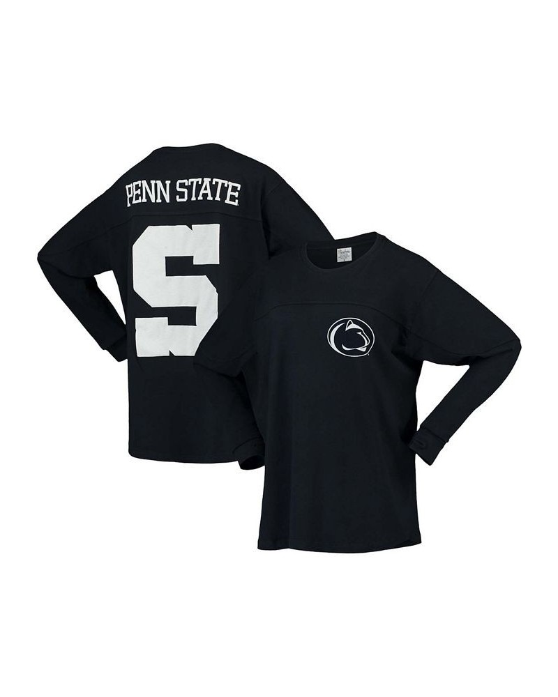 Women's Navy Penn State Nittany Lions Big Shirt Oversized Long Sleeve T-shirt Navy $23.10 Tops