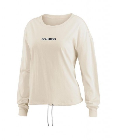 Women's Oatmeal Seattle Seahawks Long Sleeve Crop Top Shirt Oatmeal $20.16 Tops