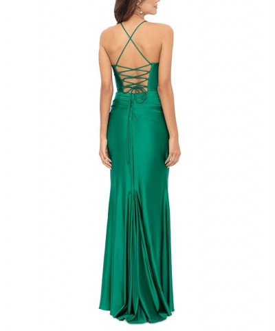 Women's Corset-Style Tie-Back Long Sheath Dress Green $131.56 Dresses