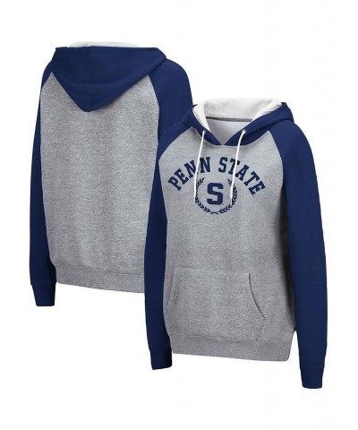 Women's Heather Gray West Virginia Mountaineers Contrast Raglan Pullover Hoodie Heather Gray $32.99 Sweatshirts