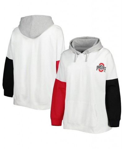 Women's White Scarlet Ohio State Buckeyes Plus Size Contrast Dolman Sleeve Pullover Hoodie White, Scarlet $38.99 Sweatshirts