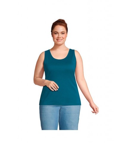 Women's Plus Size Cotton Tank Top Dark peacock $20.13 Tops