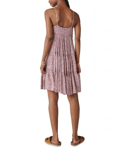 Women's Floral Print Tiered Dress Brown $39.24 Dresses