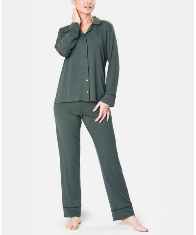 Ultra Soft Notch Collar Women's Pajama Set Sage $50.96 Sleepwear