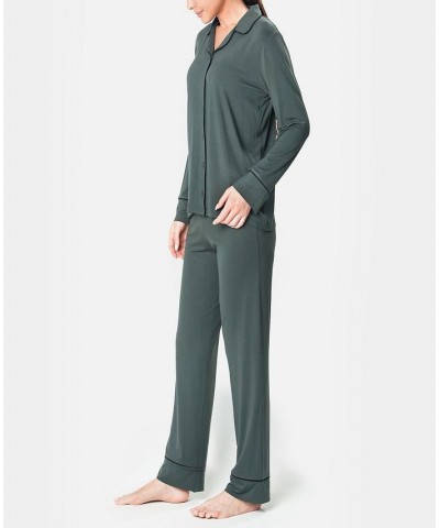 Ultra Soft Notch Collar Women's Pajama Set Sage $50.96 Sleepwear