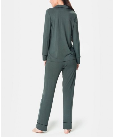 Ultra Soft Notch Collar Women's Pajama Set Sage $50.96 Sleepwear