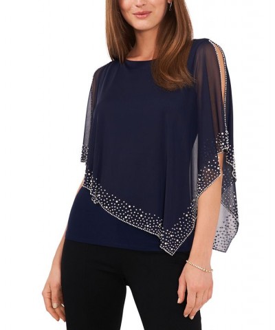 Women's Beaded Overlay Cape Top Jbs Navy $41.58 Tops