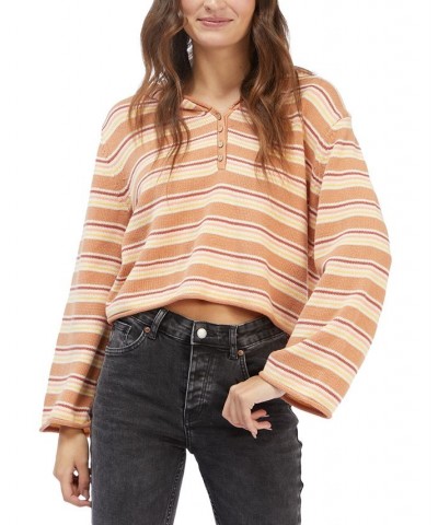 Juniors' Side Swipe Striped Hoodie Poncho Toasted Nut Retro Rays Stripe $25.48 Sweaters