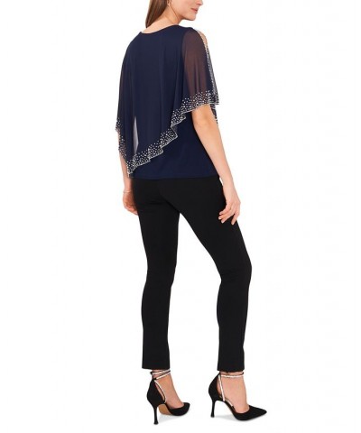 Women's Beaded Overlay Cape Top Jbs Navy $41.58 Tops