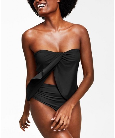 Riviera Draped Tankini Top & High-Waist Bottoms Black $35.36 Swimsuits