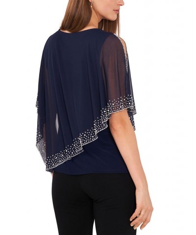 Women's Beaded Overlay Cape Top Jbs Navy $41.58 Tops