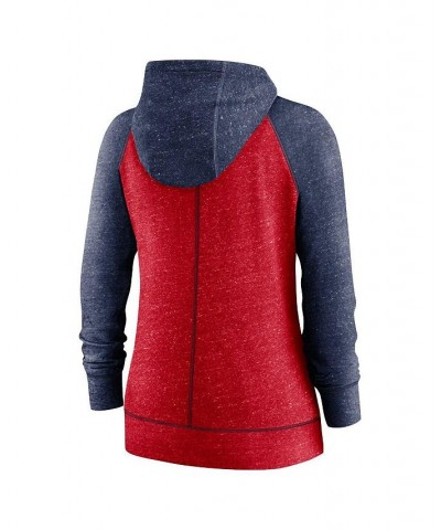 Women's Heathered Red and Heathered Navy Minnesota Twins Split Wordmark Gym Vintage-Like Raglan Slub Full-Zip Hoodie Red $34....