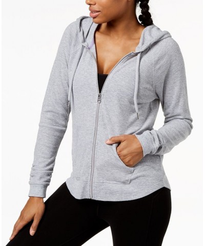 Plus Size Ruched-Sleeve Zip Hoodie T-Shirt & Leggings Gray $26.09 Hosiery