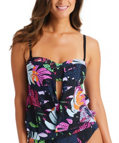 Women's Paradise Palms Convertible Tropical-Print Tankini Top Multi $36.72 Swimsuits