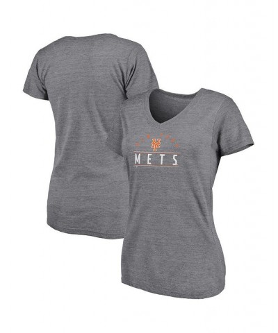 Women's Branded Heather Gray New York Mets League Leader V-Neck T-shirt Heather Gray $23.09 Tops